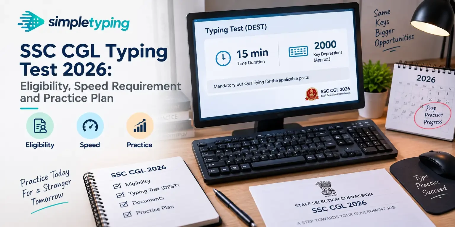 SSC CGL Typing Test 2026: Eligibility, Speed Requirement and Practice Plan
