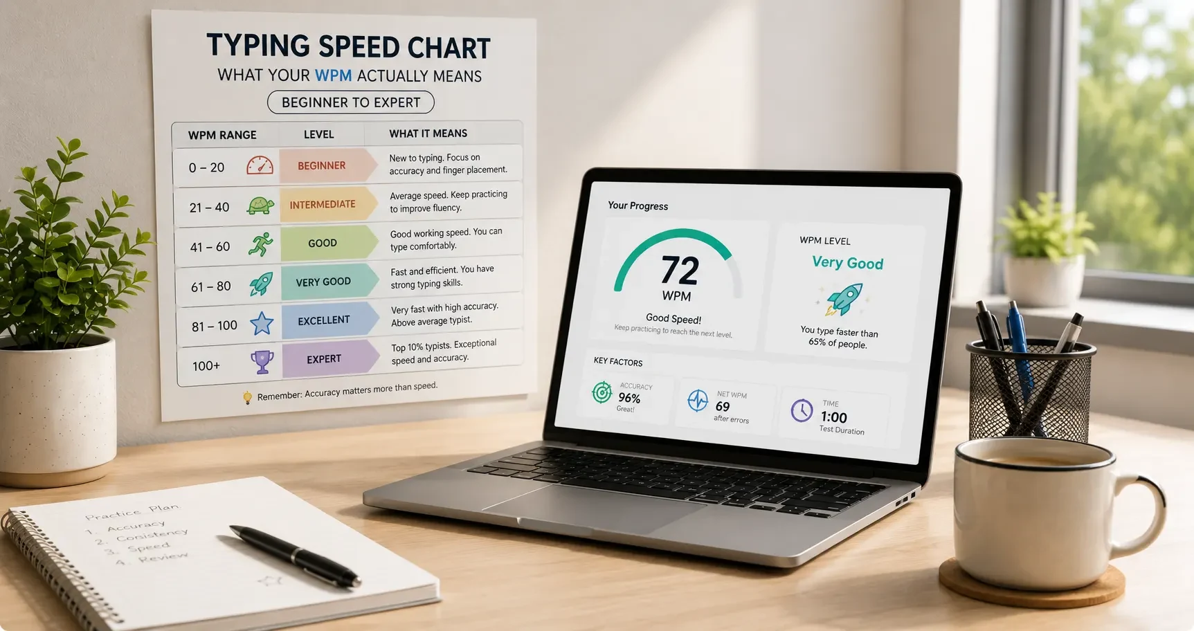 Typing Speed Chart: What Your WPM Actually Means, Beginner to Expert